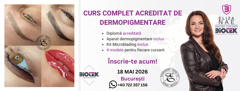 Curs complet dermopigmentare Eliza Nae Academy — sprâncene, pleoape și buze